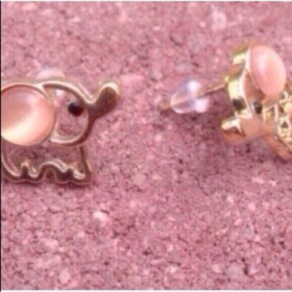 Pink Baby Elephant Earrings - Picture 2 of 4